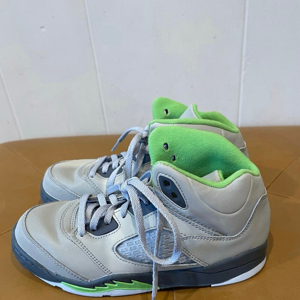 Kids Nike‎ Jordan 5 Retro PS Silver Green Bean Flint Grey Size 2Y